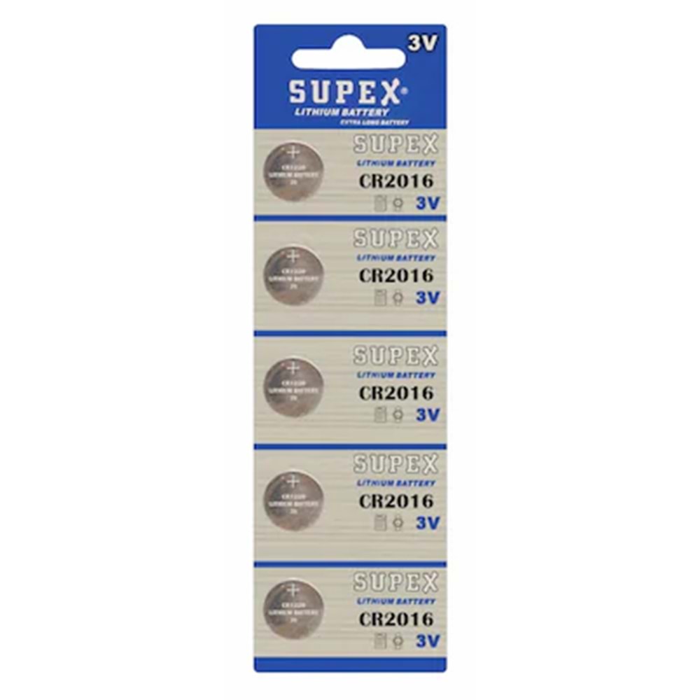 SUPEX CR-2016 3 VOLT DÜĞME PARA PİL 5 ADET
