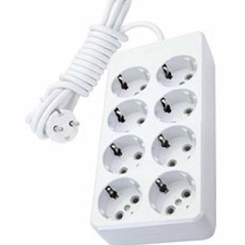 980102 SEKİZLİ TOPRAKLI GRUP PRİZ 2 MT KABLOLU