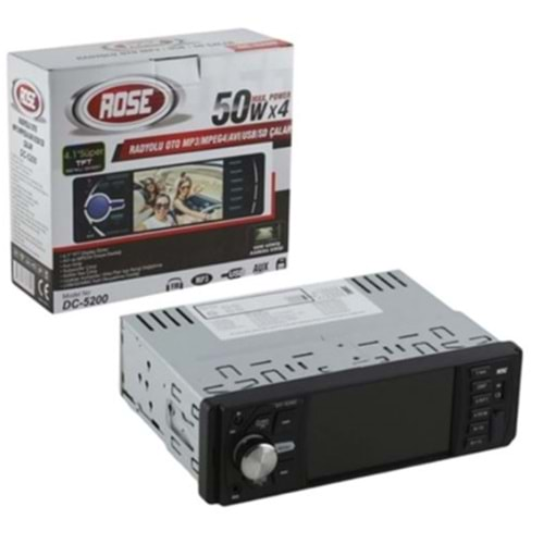 ROSE DC-5200 OTO TEYP 4*50 W 4.1 İNC RENKLİ EKRAN