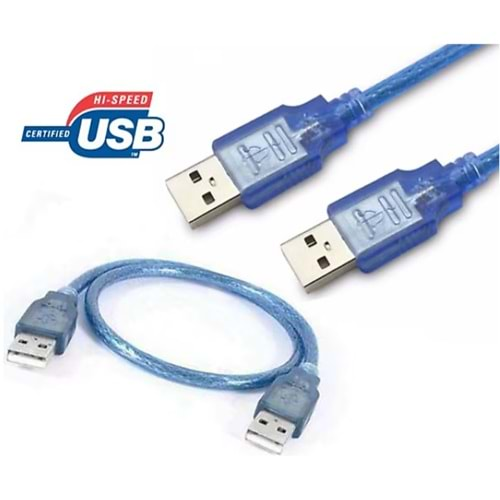 RC-328-0,5 USB 2.0 ERKEK-ERKEK MAVİ KABLO 30 CM