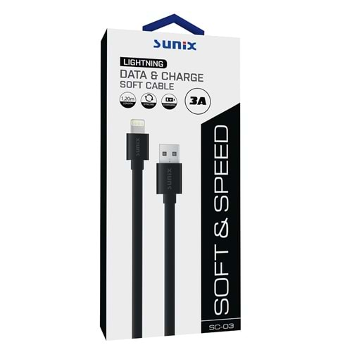 SC-03 SOFT SPEED SİYAH IOS USB DATAŞARJ KABLOSU