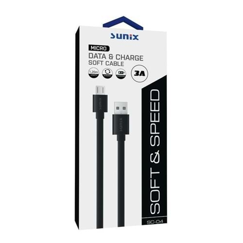 SC-04 SOFT SPEED SİYAH MİCRO USB DATA ŞARJ KABLOSU